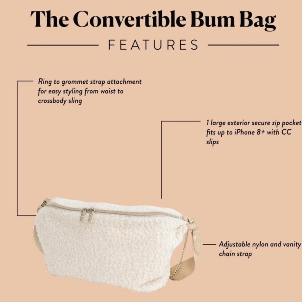 Black Sherpa/Sherling Crossbody Convertible Bum Bag - Picture 11 of 11